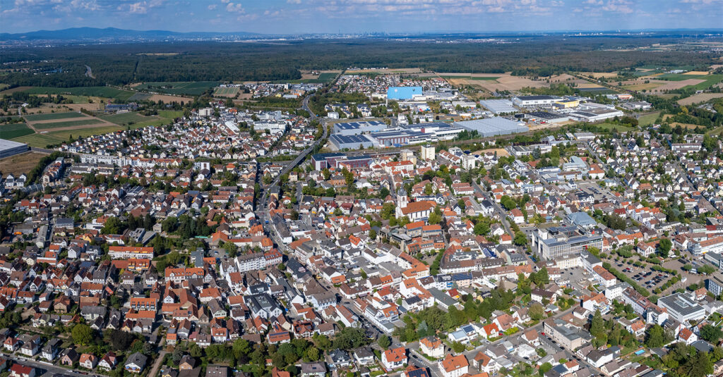 Luftaufnahme von Rüsselsheim – Immobilienmarkt und regionale Expertise mit Main Zentrum Immobilien
